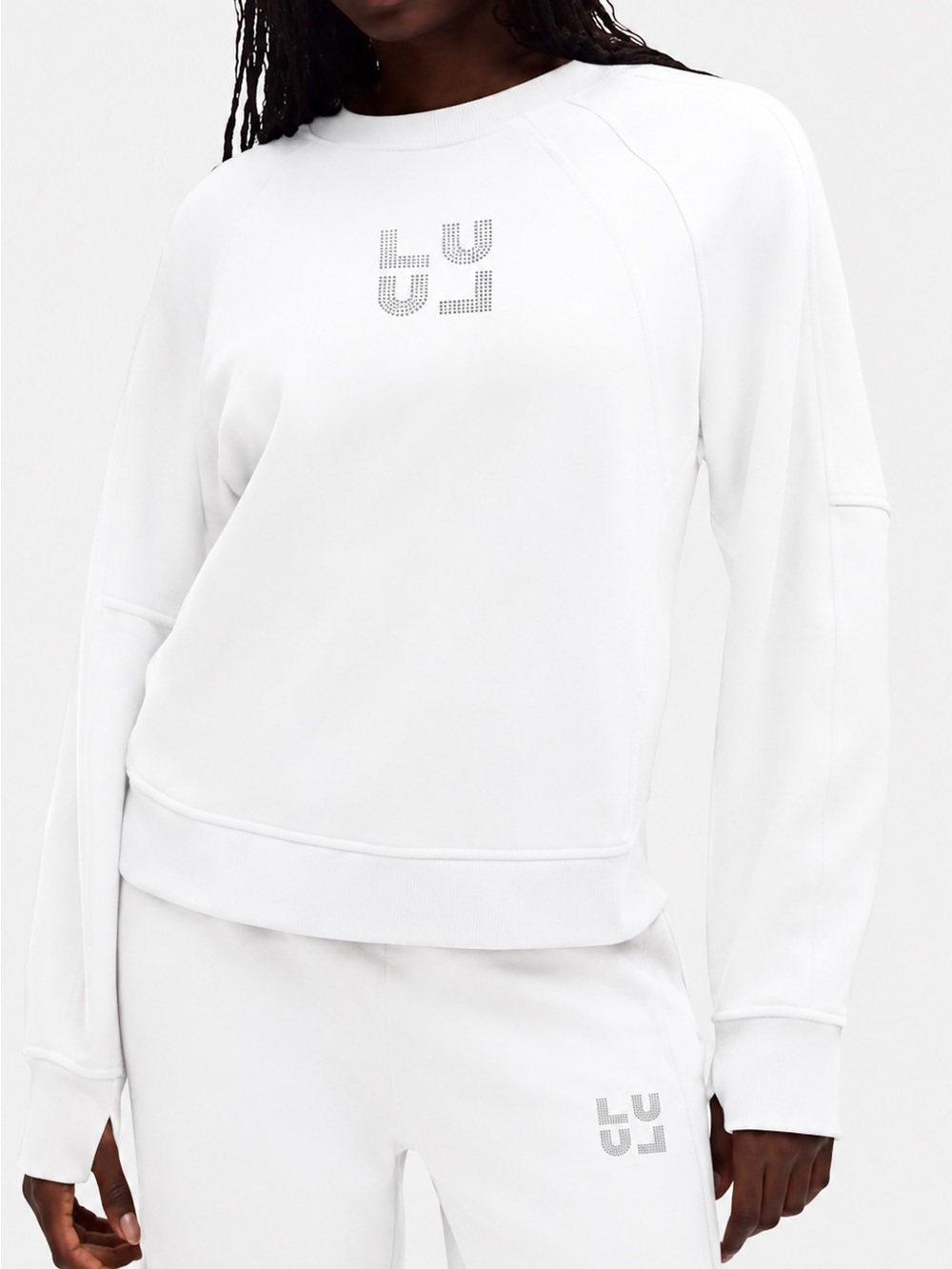 lululemon athletica White Rhinestone Logo Crew